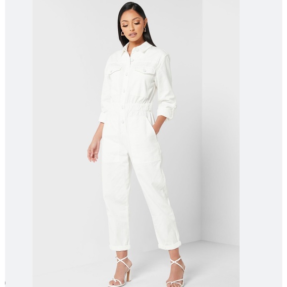 Ted Baker Pants - NWT Ted Baker Perrla Cotton Twill Jumpsuit Size 10 Cream Pockets Utility Denim